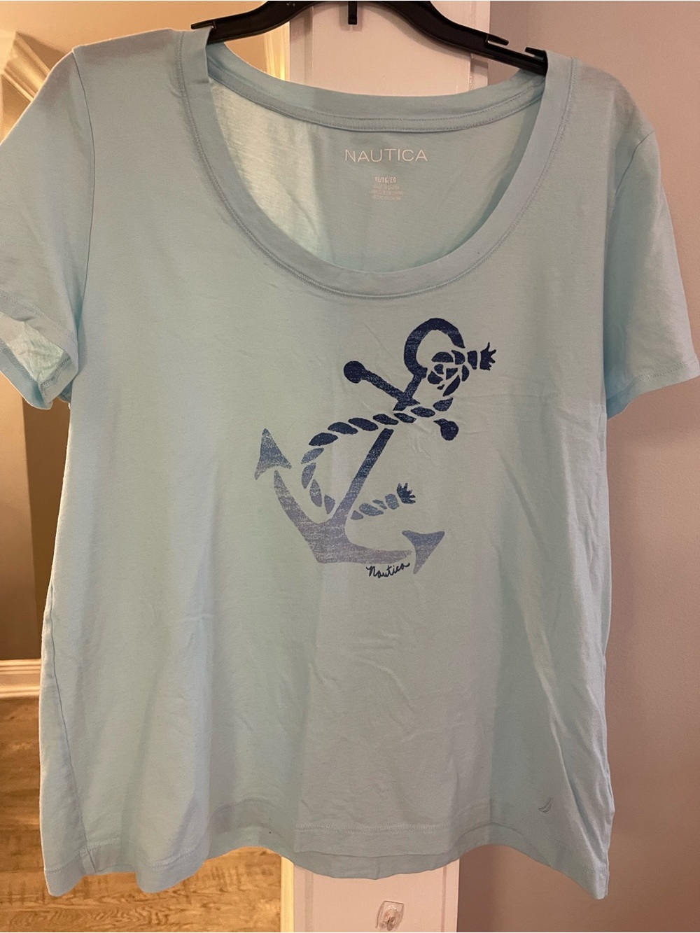 Nautica Light Blue Short-Sleeve Tee with Navy Anchor Graphic